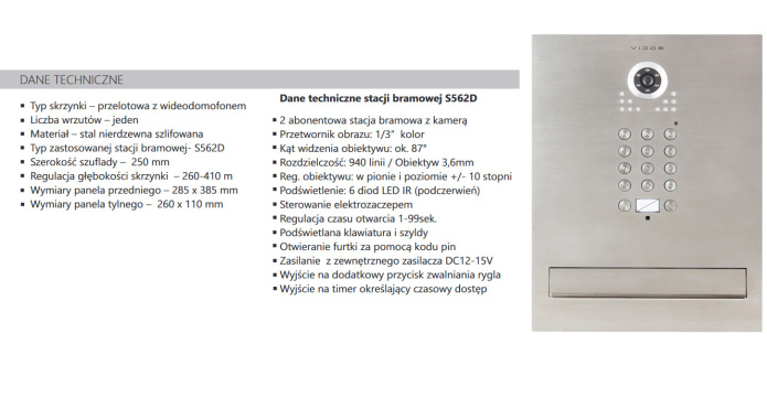Vidos S562D-SKM Skrzynka na listy z wideodomofonem